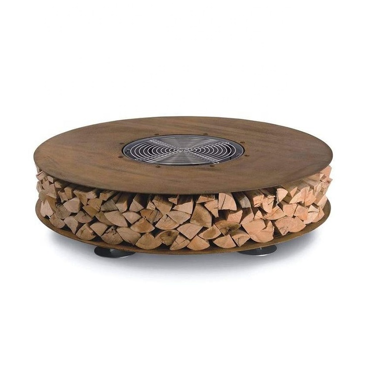 Outdoor Fires GN-OF-013 Heavy Duty Corten Steel Round Fire Pit Table with Seats