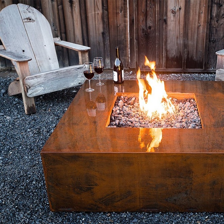 Garden Outdoor Corten Steel Metal Fire Pit Table