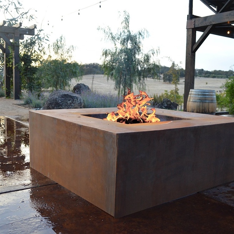 Garden Outdoor Corten Steel Metal Fire Pit Table