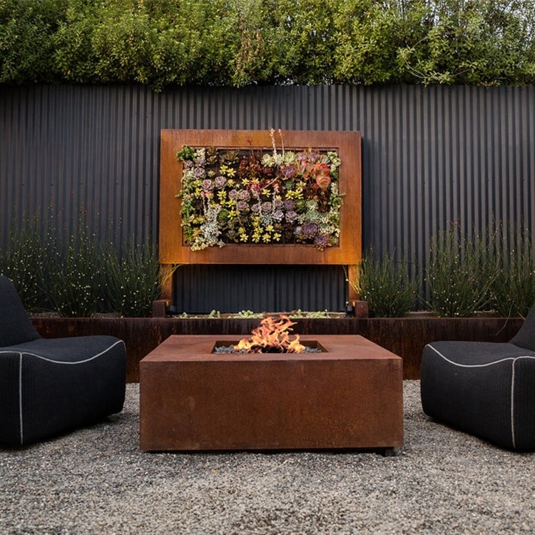 Garden Outdoor Corten Steel Metal Fire Pit Table