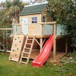 Cheap Wooden Children Playhouses with Slide for Kids