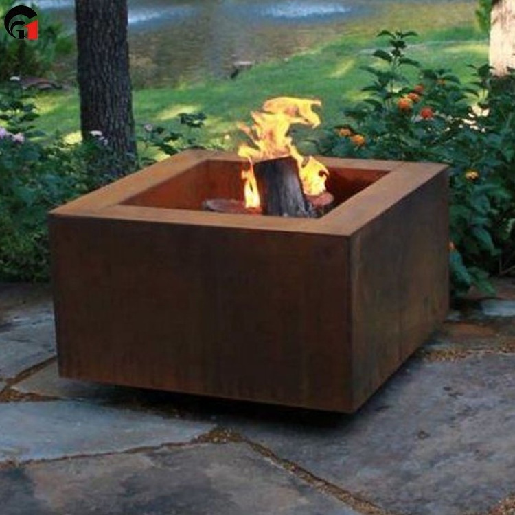 24 Inch Square Outdoor Garden Wood Burning firepit patio Fire Pit