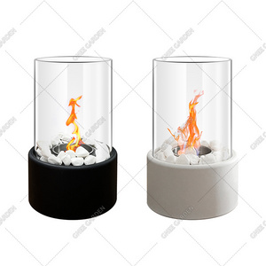 Hot Sale DIY Tabletop Fire Bowl Small Fireplace Bio Ethanol Tabletop Fire Pit with Round Glass