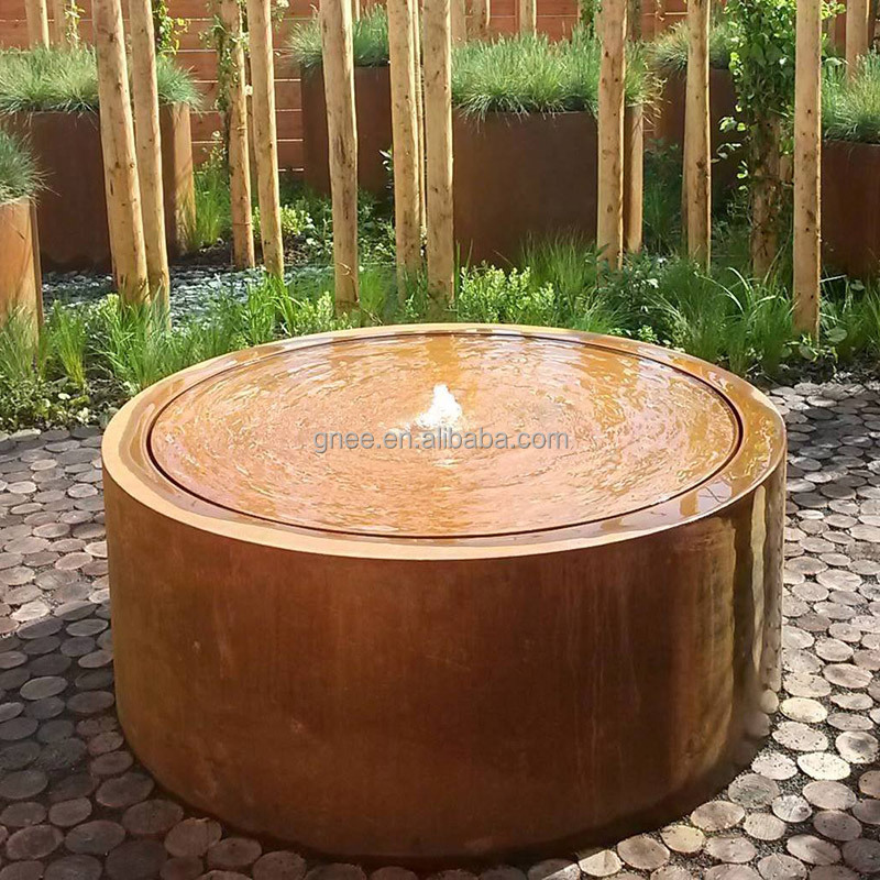 Favorite corten steel round water table garden water feature