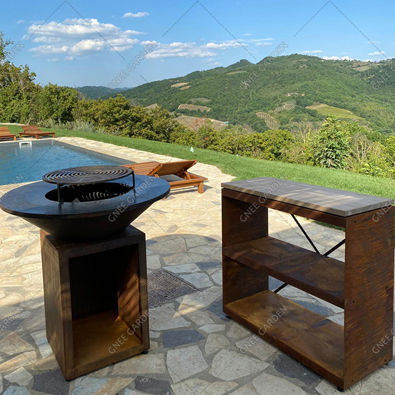 Outdoor Rust Corten Steel Grill Brasero Barbecue Grill/Outdoor Charcoal Bbq Grill for Cooking