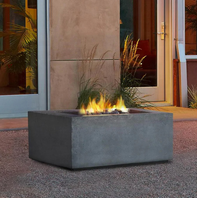 Outdoor Concrete Propane Gas Fire Pit Garden