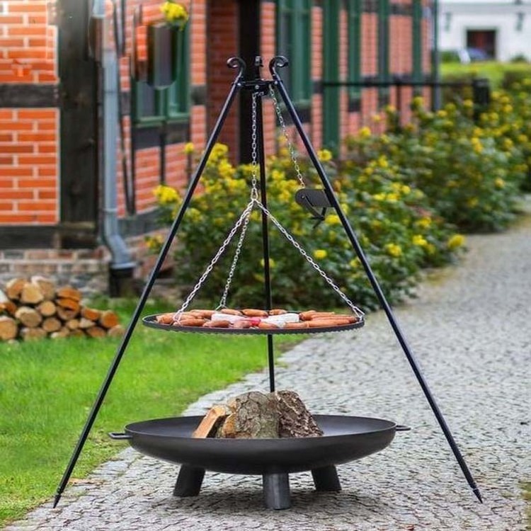 Outdoor BBQ Large Hanging Fire bowl Cauldron Fire Pit