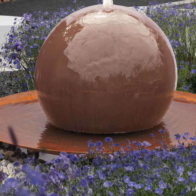 Favorite corten steel round water table garden water feature