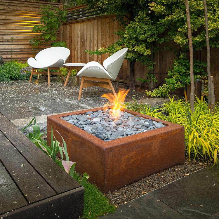 Outdoor Firepit Gas Fire Table Rusted Fire Pit ODM Customized Gas Fireplaces for Garden Patio Deck