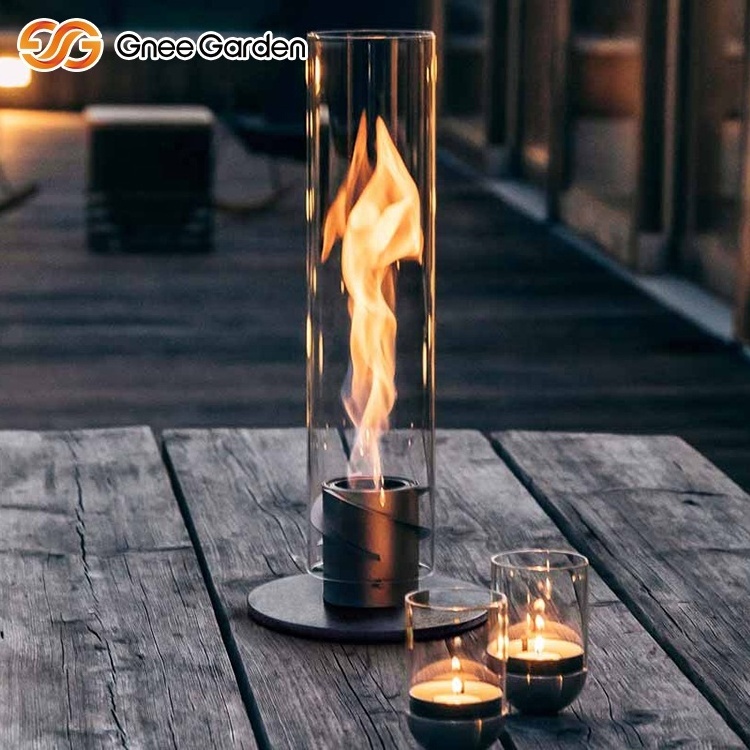 Hot Sale DIY Tabletop Fire Bowl Small Fireplace Bio Ethanol Tabletop Fire Pit with Round Glass