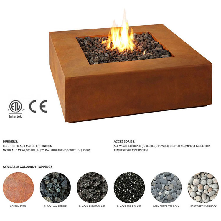 Outdoor Firepit Gas Fire Table Rusted Fire Pit ODM Customized Gas Fireplaces for Garden Patio Deck