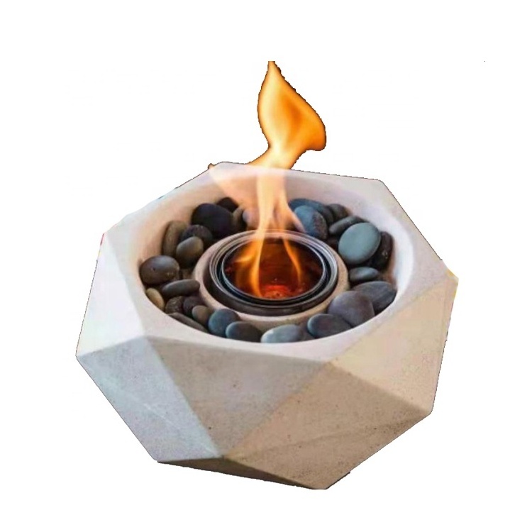 Precast Tabletop Fire Pit Portable Alcohol Fire Pit Bowl Clean Burning Personal Concrete Fireplace