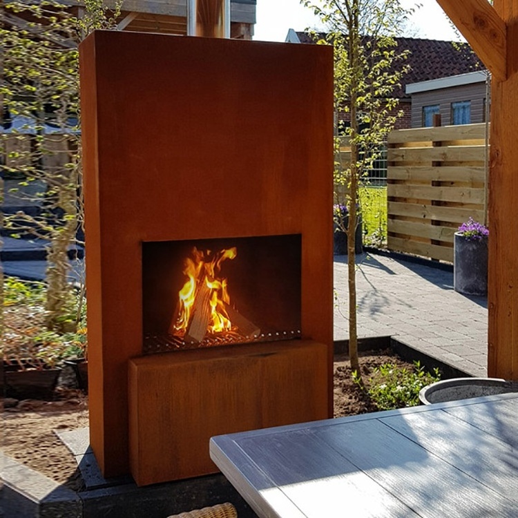 Patio Heater Metal Outdoor Chiminea Wood Burning Corten Steel Garden Fireplace