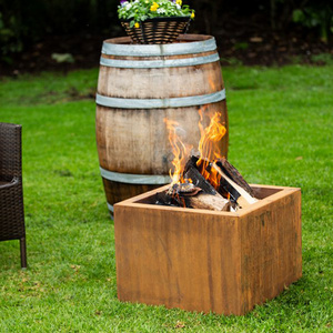 Smokeless Corten Steel Metal Square Pellet Fire Pit Indoor