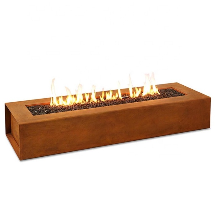 Decorative Modern Design Firepit Outdoor Rectangular Warming Nature Gas Heavy Gauge Square Corten Steel Fire Pit