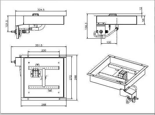 Square Stainless Steel Fire Pit Burner Kit