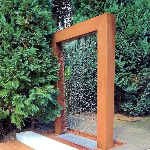 Led Light Outdoor Garden corten Steel Water Fountain