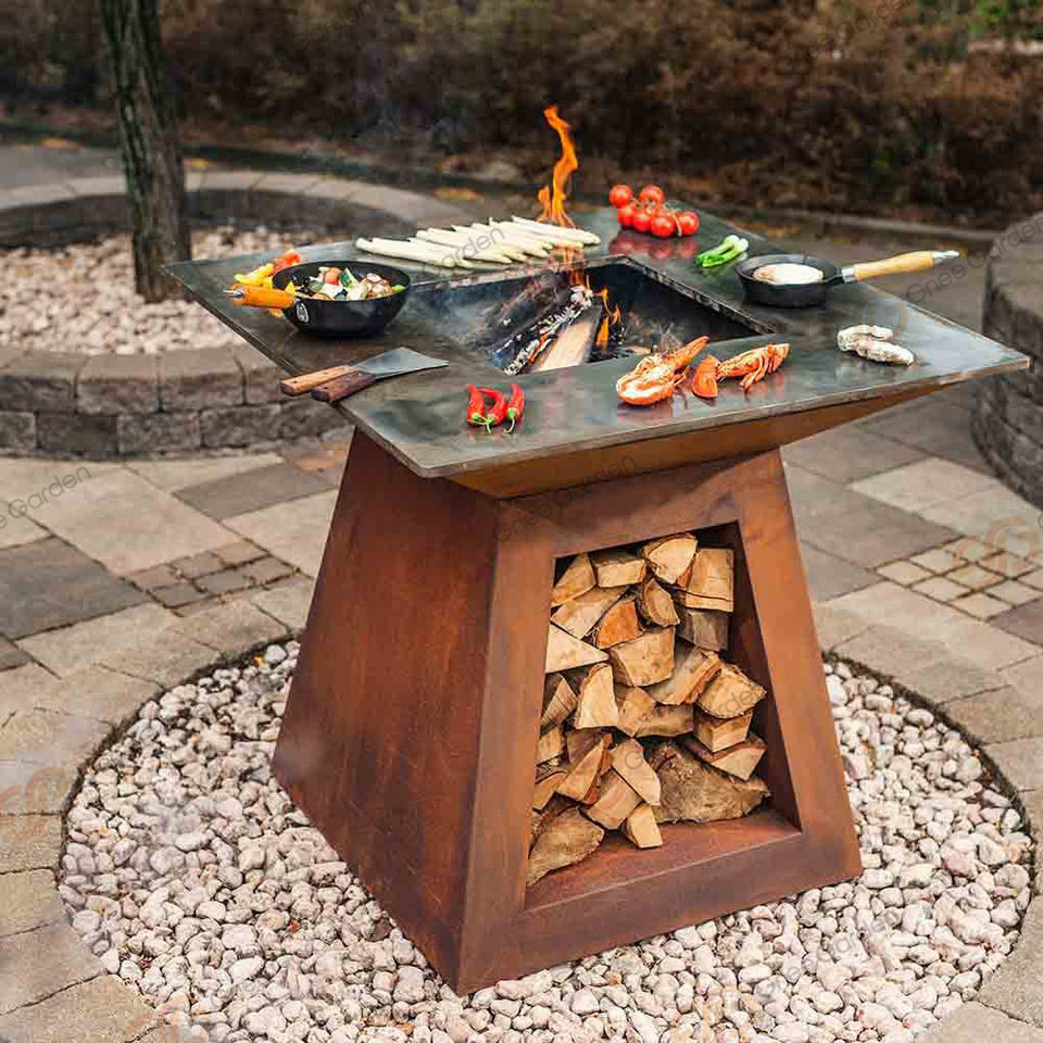 Outdoor Corten Steel European BBQ Grill Metal Barbecue Pit