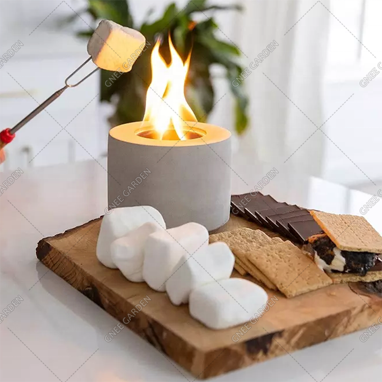 Gnee NEW Design Rock Effect Mini Table Top Fire Pit Burner Ethanol Table Fire Pit Bowl Smokeless Tabletop Bioethanol Fireplace