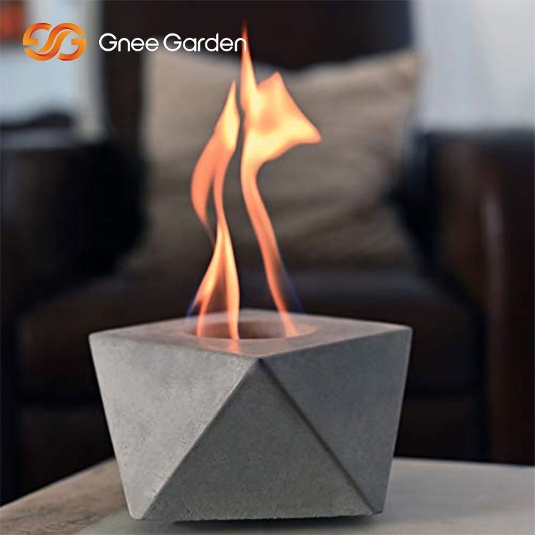 Precast Tabletop Fire Pit Portable Alcohol Fire Pit Bowl Clean Burning Personal Concrete Fireplace