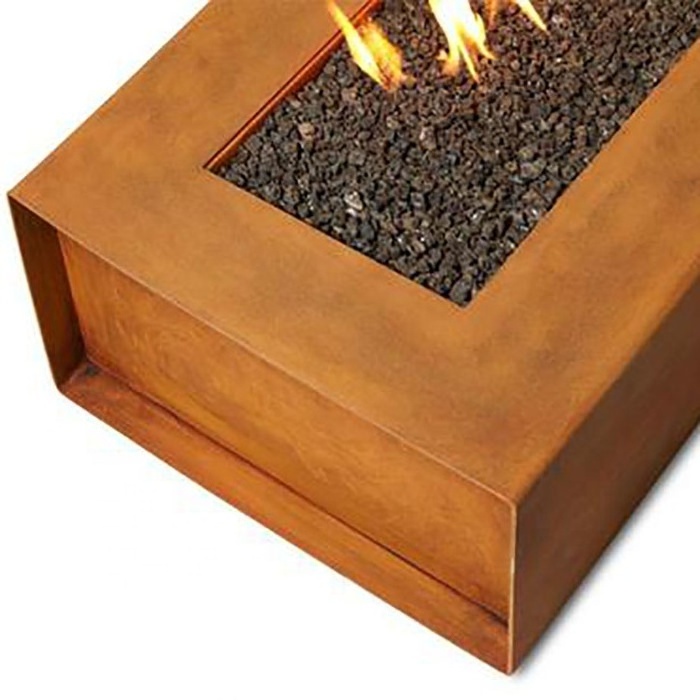 Decorative Modern Design Firepit Outdoor Rectangular Warming Nature Gas Heavy Gauge Square Corten Steel Fire Pit