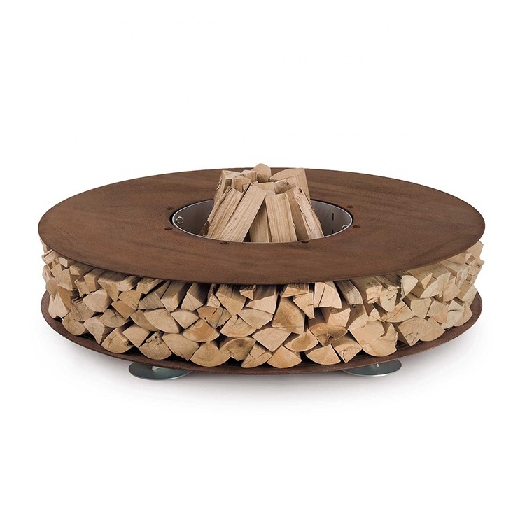 Outdoor Fires GN-OF-013 Heavy Duty Corten Steel Round Fire Pit Table with Seats