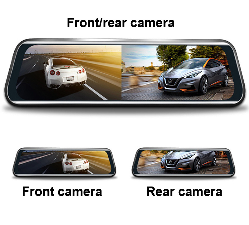 Factory Wholesale 10 Inch Dual Lens Dash Cam Streaming Front Rear 1080P Mirror Car Black Box Video Recorder Rearview Camera DVR