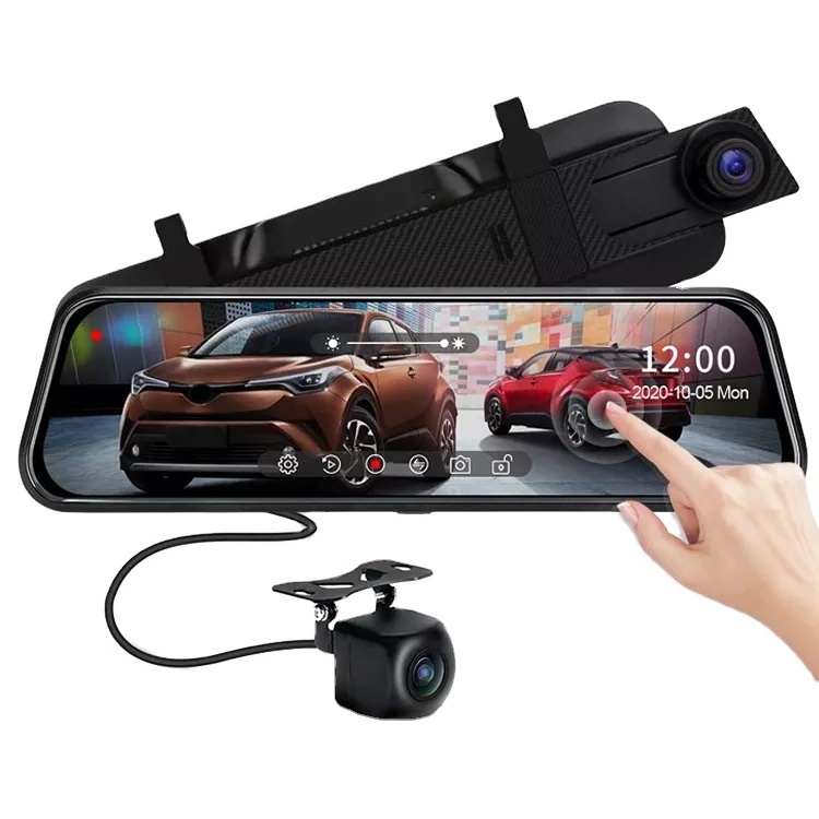 Factory Wholesale 10 Inch Dual Lens Dash Cam Streaming Front Rear 1080P Mirror Car Black Box Video Recorder Rearview Camera DVR