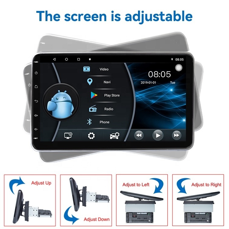 1 Din Android 10 Inch Touch Screen Universal Car Radio Stereo Player GPS Adjustable Dashboard Placement TV Radio Tuner