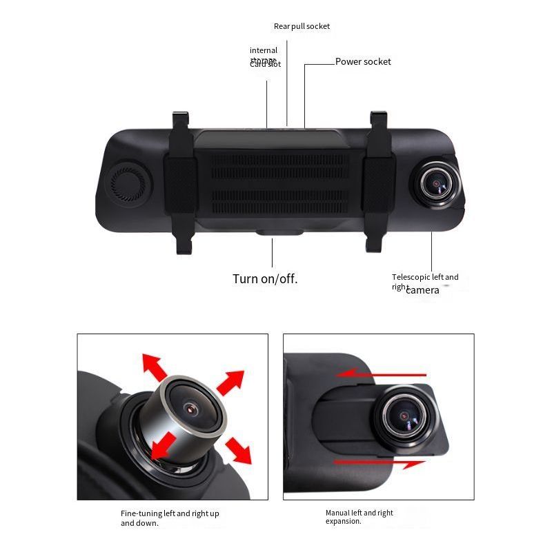 Factory Wholesale 10 Inch Dual Lens Dash Cam Streaming Front Rear 1080P Mirror Car Black Box Video Recorder Rearview Camera DVR