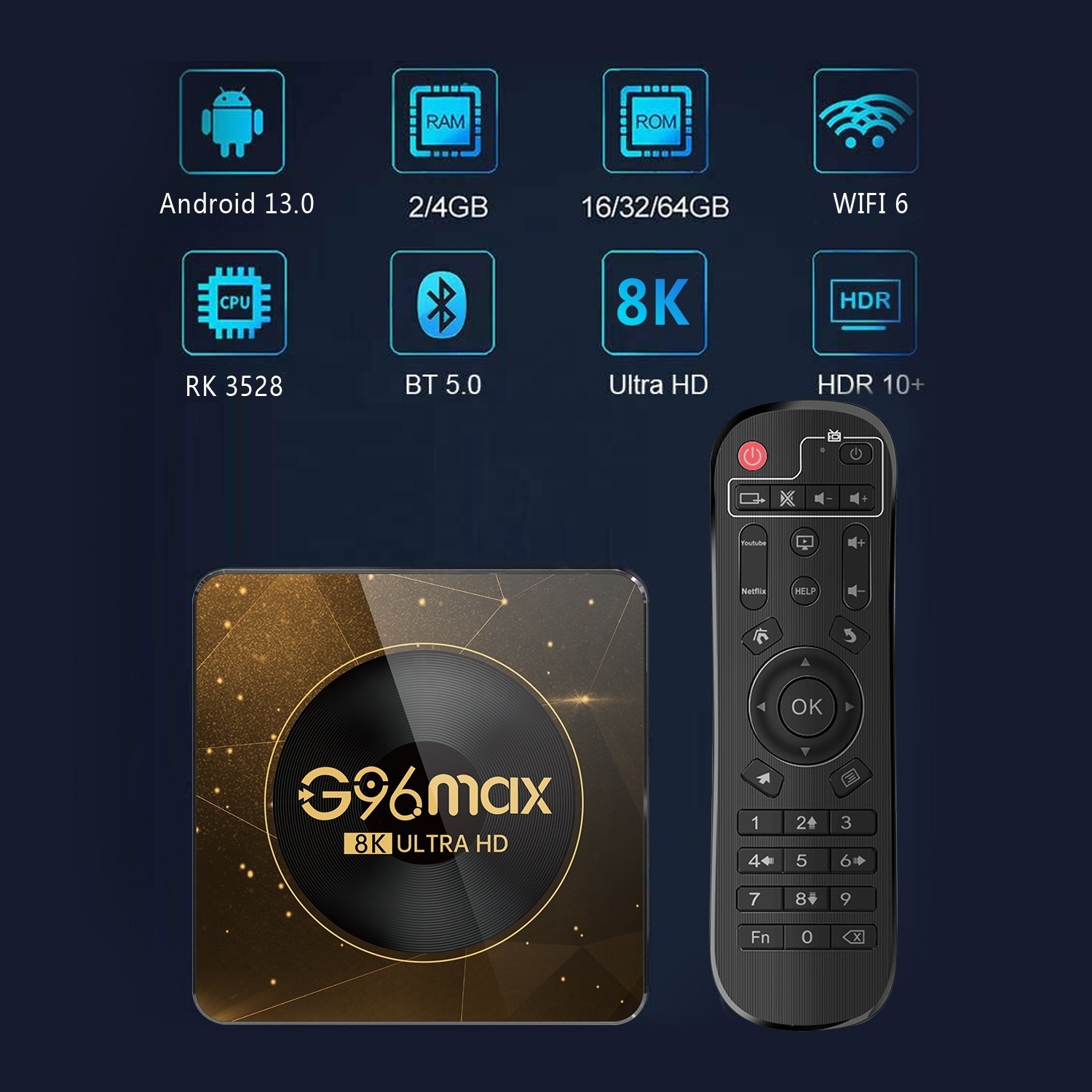 New Trending Android 13.0 TVBOX G96max RK3528 4K 8K 1080P Video TV Receiver Wifi 2.4G5.8G TV Box Set Top TV Box