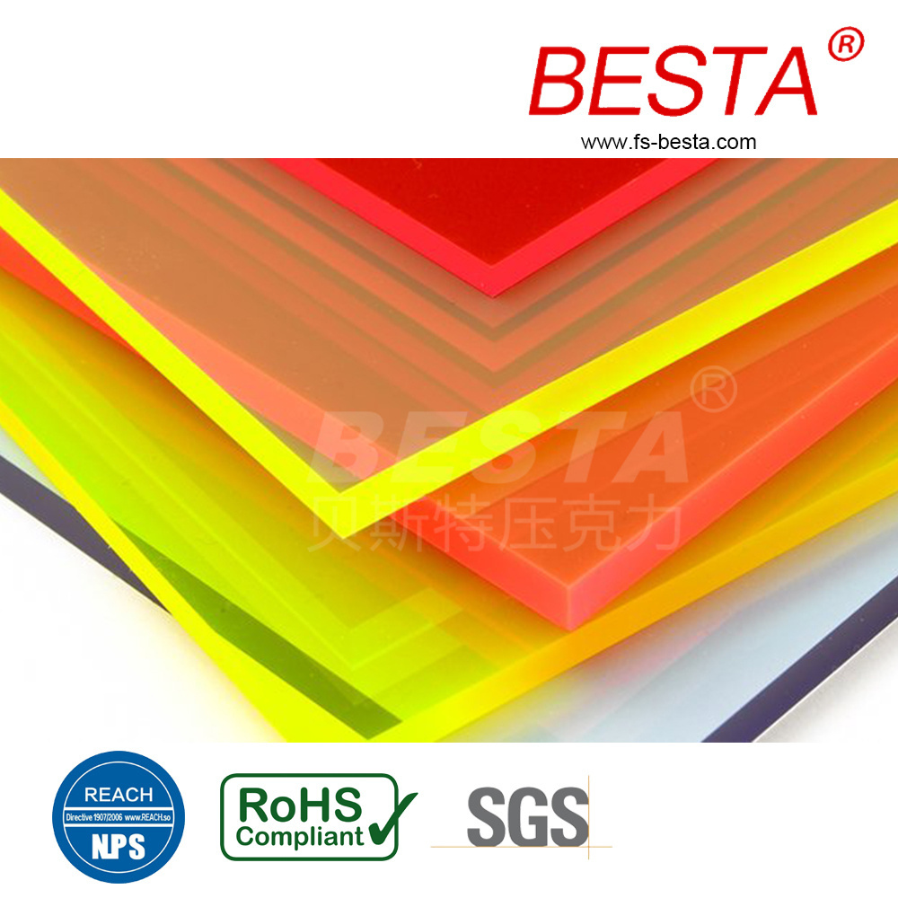 Cast Acrylic Sheet Fluorescent Glossy Neon acrylic shapes Plastic Sheet light diffuser sheet For Led Sign