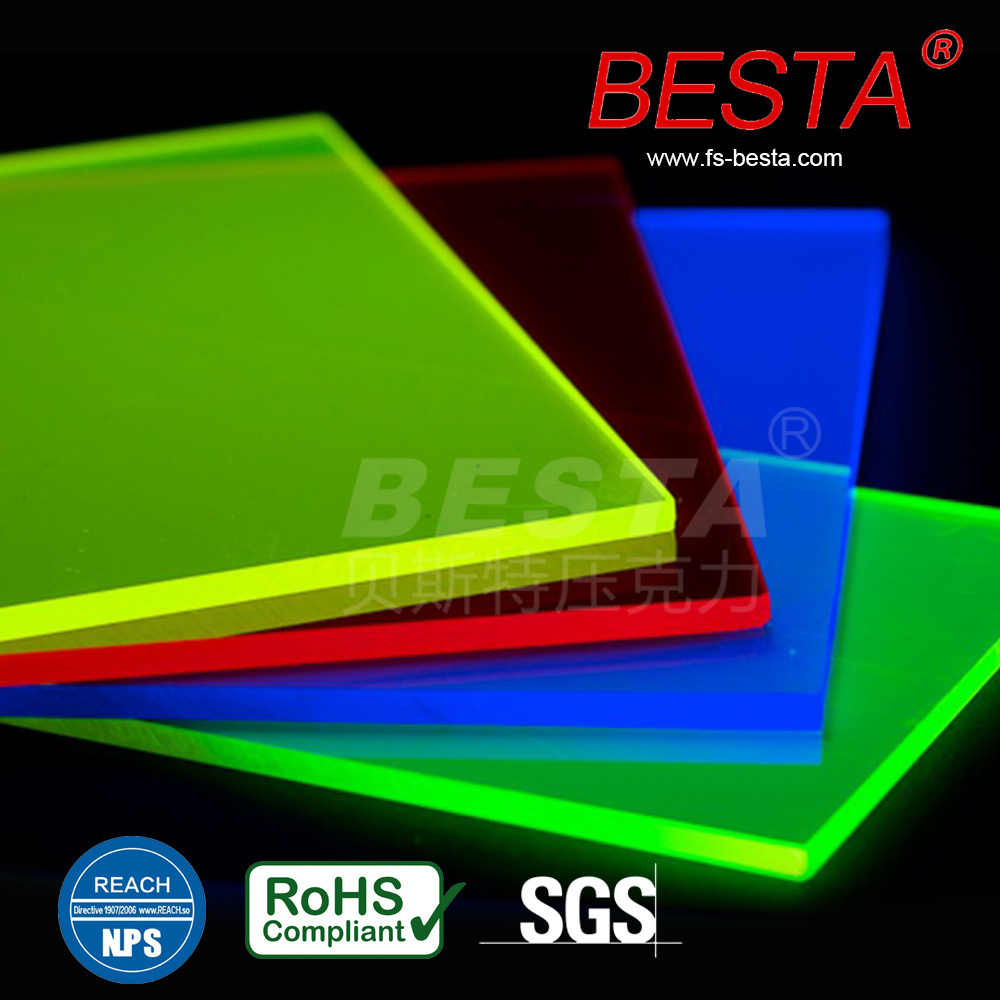 Cast Acrylic Sheet Fluorescent Glossy Neon acrylic shapes Plastic Sheet light diffuser sheet For Led Sign