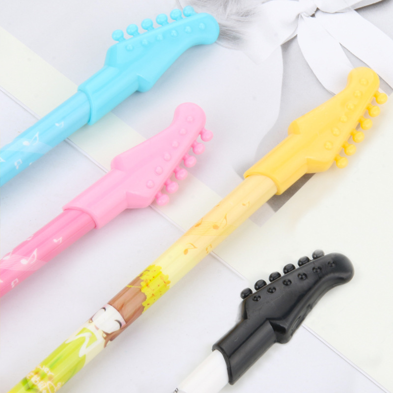 Hot Selling Cute Kawaii Plastic Gel Pen Creative Guitar Pens For Kids Gift Korean Stationery