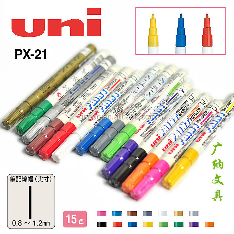 Wholesale Mitsubishi px-21 15 Colors Waterproof Car Tyre Tire Tread Rubber Metal permanent Paint Marker Pen