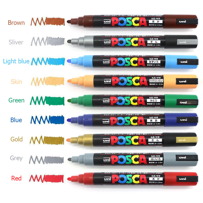 Uni Posca Bee Keeping Paint Marker Pens - PC-1M 1MR 3M 5M 7M 8k- All Sizes