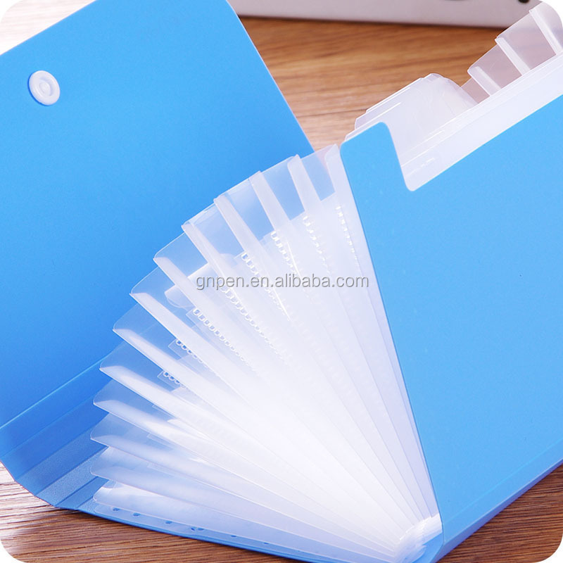 High quality 13 pockets expanding file folder A6 file folder with premium button