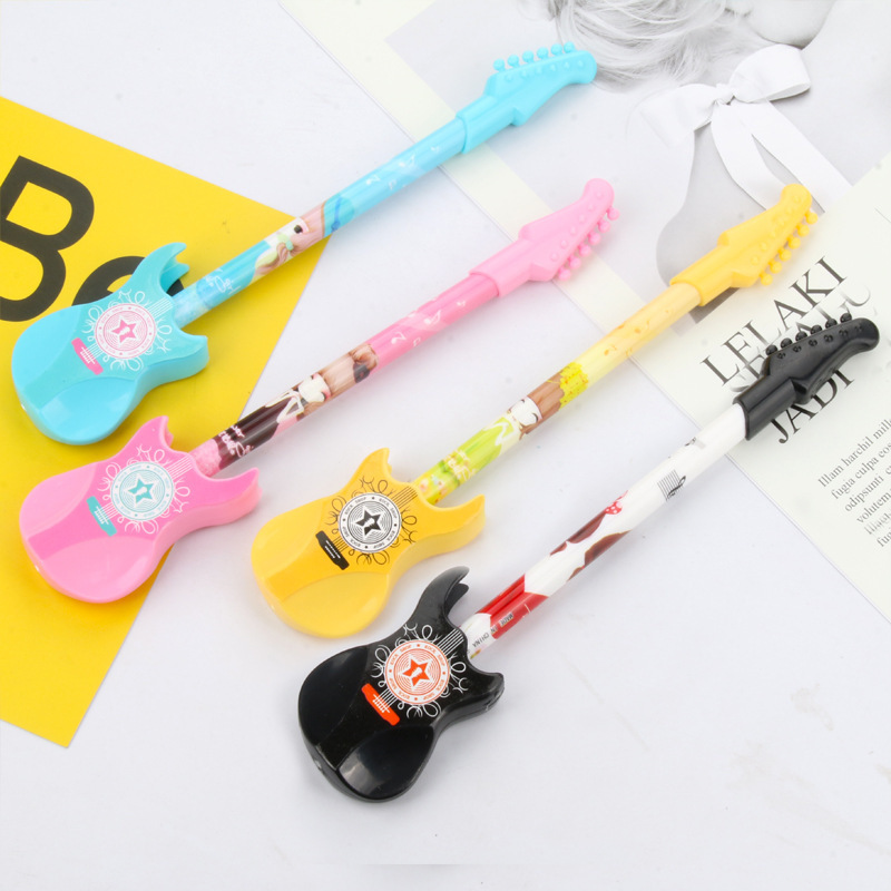 Hot Selling Cute Kawaii Plastic Gel Pen Creative Guitar Pens For Kids Gift Korean Stationery