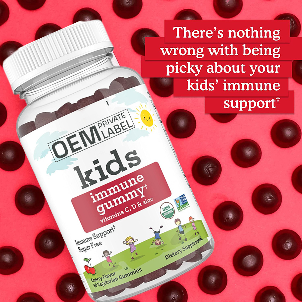 Private Label Immune Support Sugar Free Bear Vitamin d3 Vitamin c Zinc Gummy Kids Multivitamin Gummies