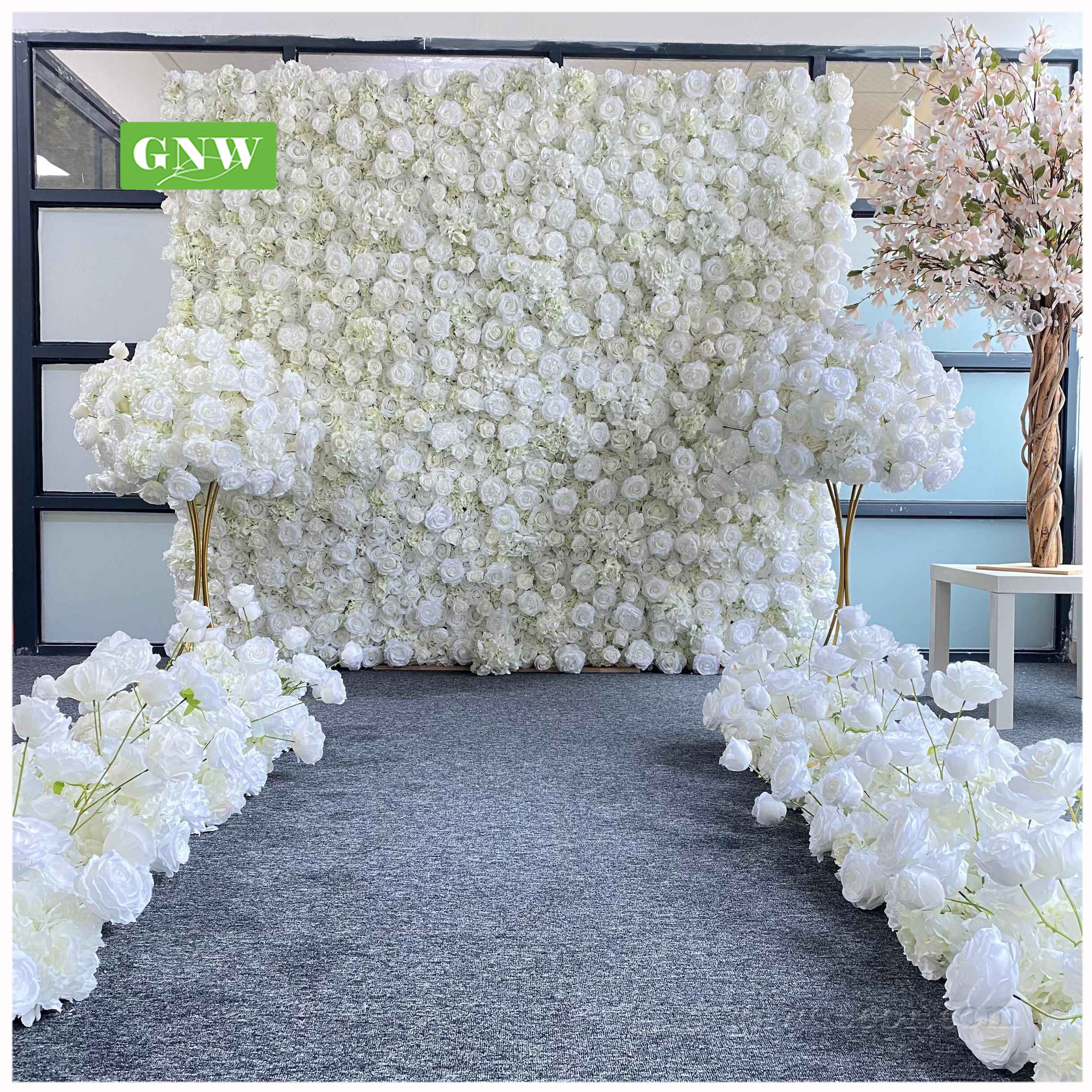 GNW Artificial wedding White flower wedding floral decoration wall artificial flower arrangements