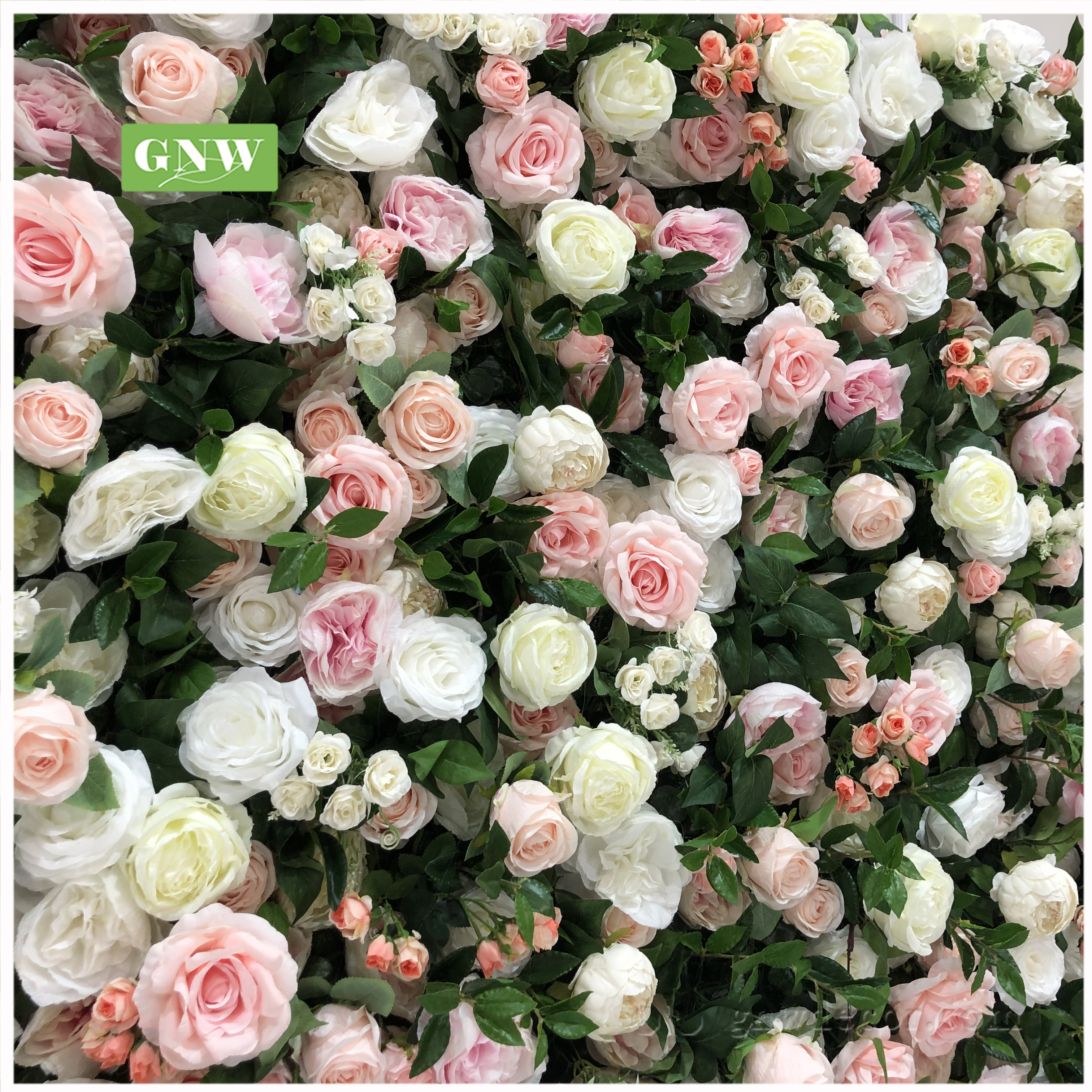 GNW  Luxury Artificial 3D Rolled Up Home Decoration or Wedding Party Ceiling Decorative Blush Pink Flower Wall