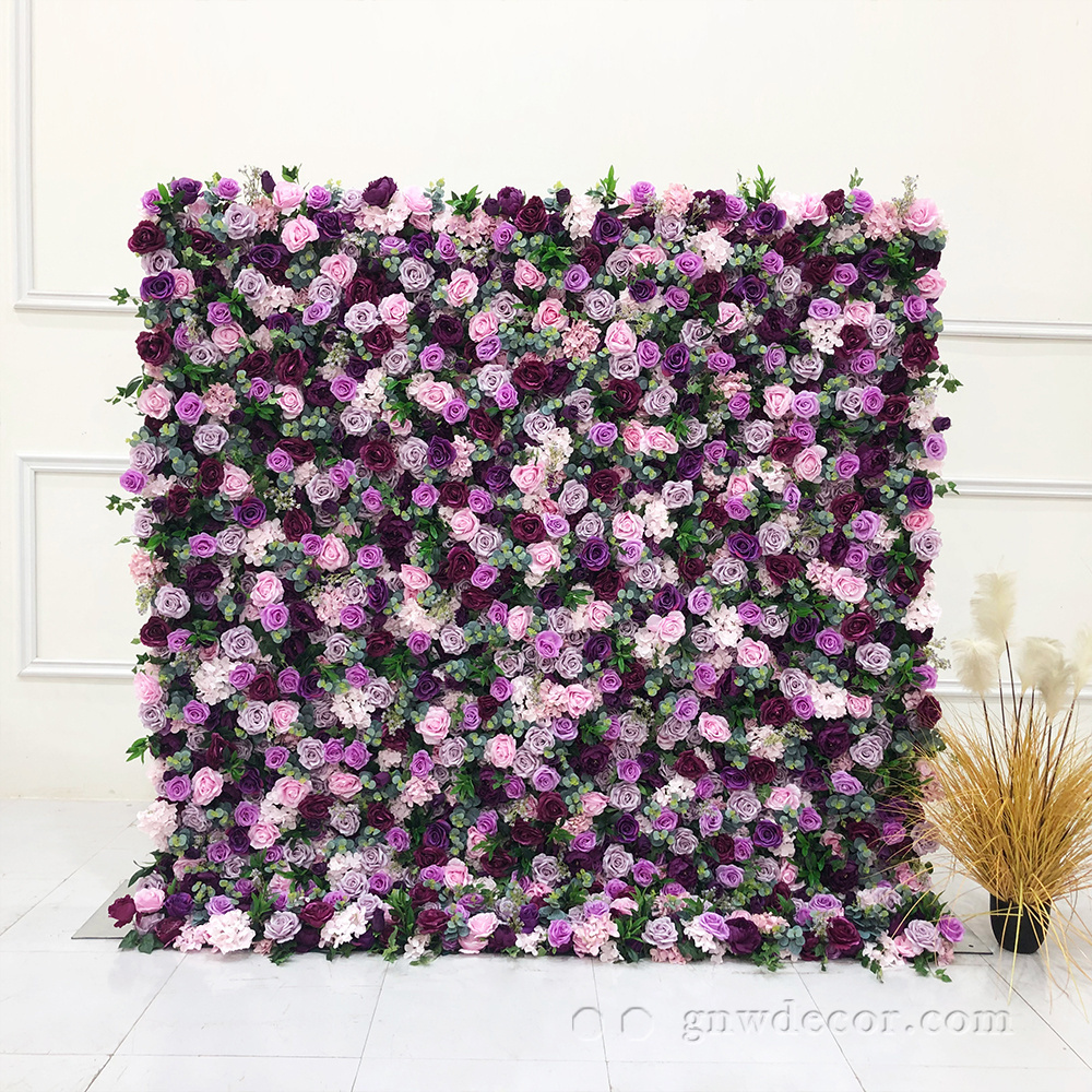 GNW Ornamental flower backdrop Purple custom size High-Quality Material Process Design Flower Wall Panel Flower background