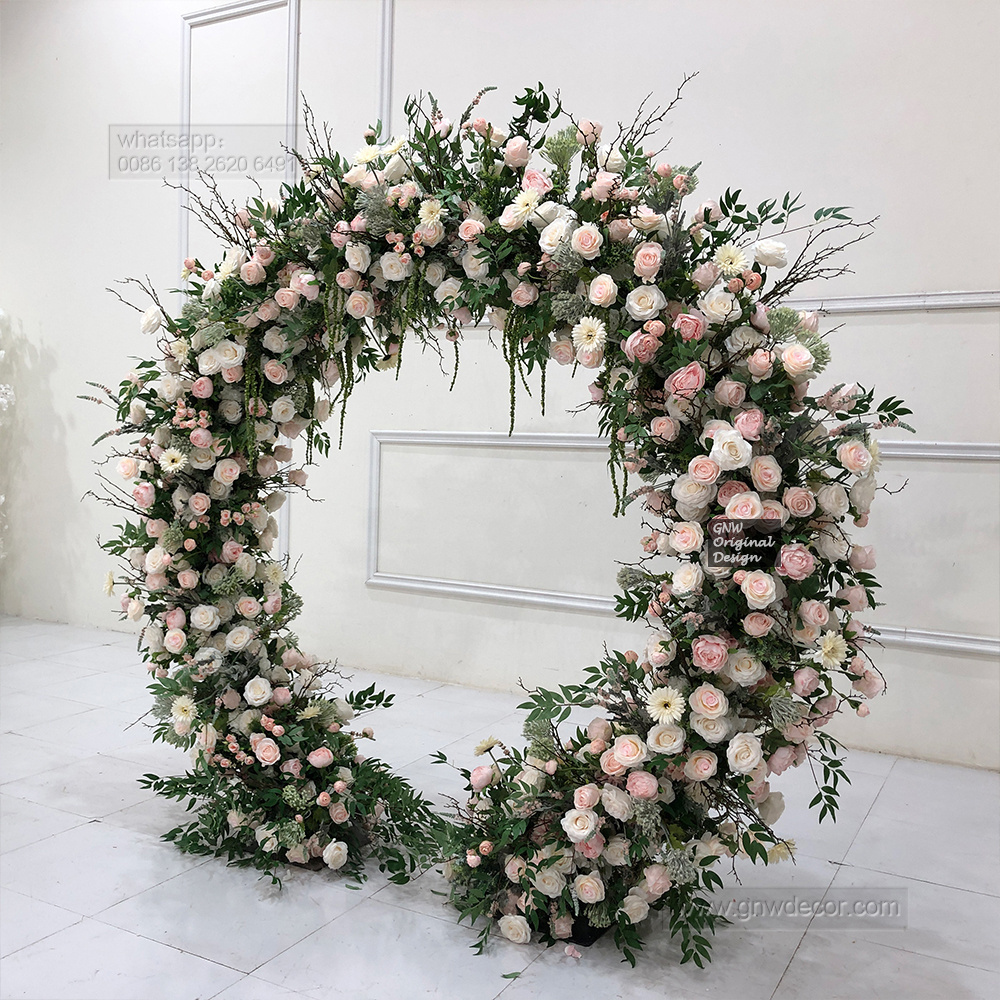 GNW Wedding Ceremony decoration Factory Direct Sales Simulation Artificial Wedding Ceremony Moon Gate  Arch With Iron Frame