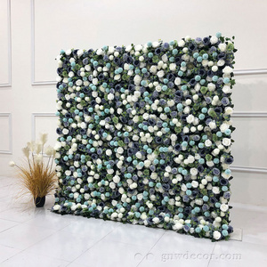 GNW Romantic Artificial flower wall  blue flower wedding backdrop  Roll Up Wall Wedding Decor Flower