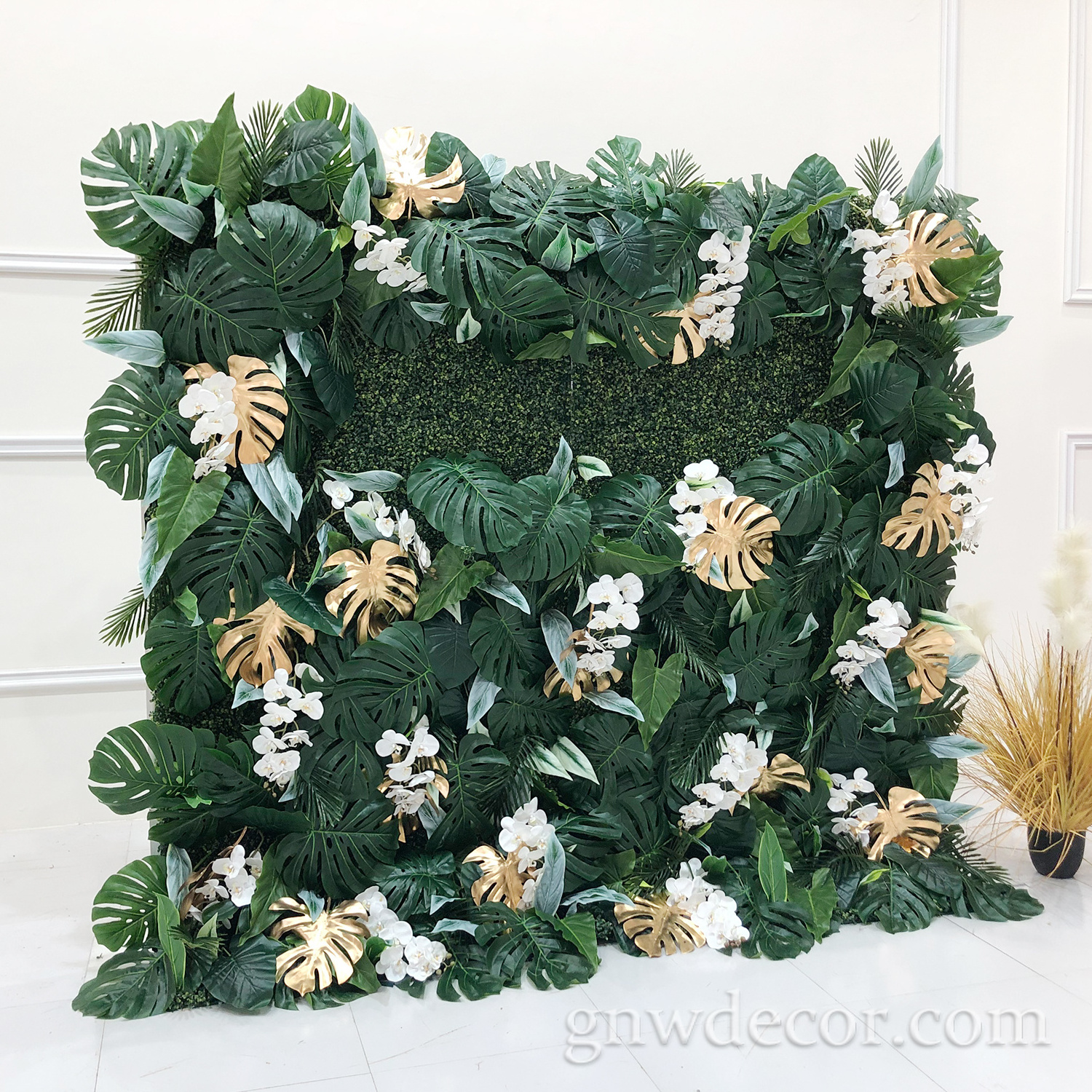 GNW Factory direct sales artificial Roll Up Flower Wall Decorative weeding backdrop Environmental protection flower wall