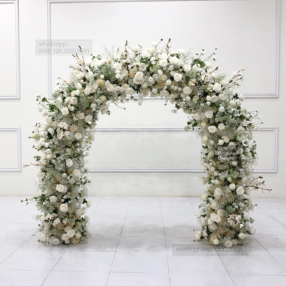 GNW Wedding Ceremony decoration Factory Direct Sales Simulation Artificial Wedding Ceremony Moon Gate  Arch With Iron Frame