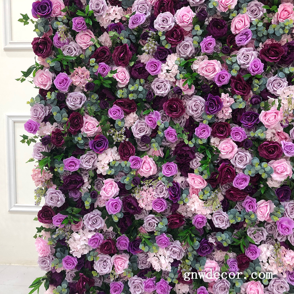 GNW Ornamental flower backdrop Purple custom size High-Quality Material Process Design Flower Wall Panel Flower background