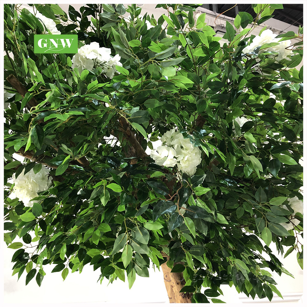 GNW Green Leaf Ficus Plastic Maple Willow Plants White Branches Artificial Reception Wedding Tree