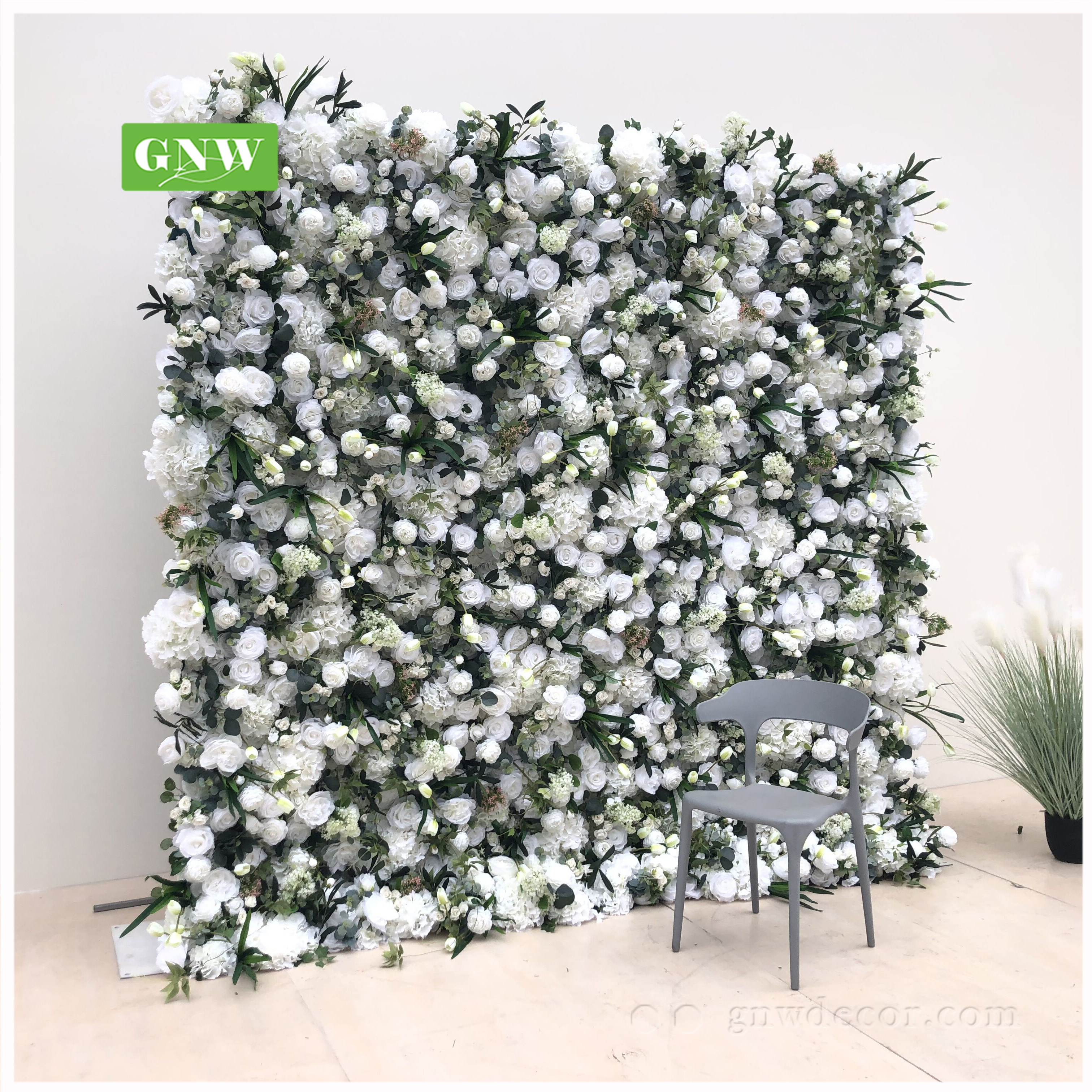 GNW Custom size Artificial rose flower backdrop Rose Wall Artificial Flower Wholesale wedding decoration flower wall backdrop