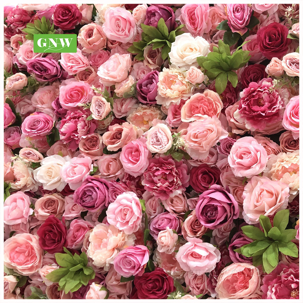 GNW Custom size Artificial rose flower backdrop Rose Wall Artificial Flower Wholesale wedding decoration flower wall backdrop